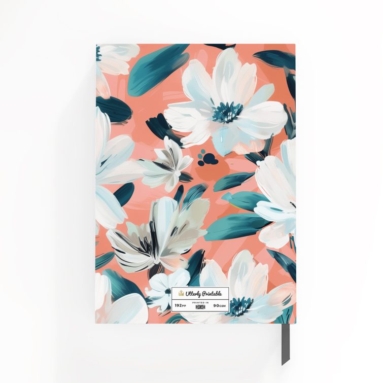 Floral design notebook cover spread with two placeholder photos, ideal for personalised stationery.