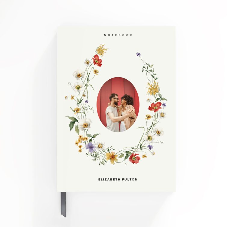 Floral notebook design with one photo on the cover by Utterly Printable.