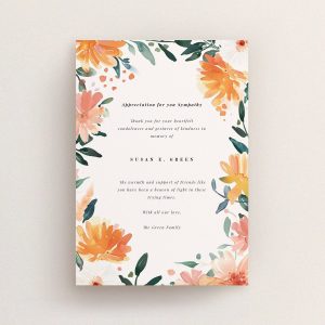 Floral Frame Appreciation in Funeral Thank you Cards