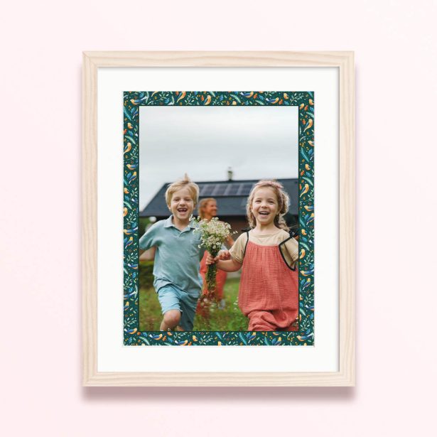 floral frame delight framed mounted kids photo joyful vibe 400x300 portrait wood - Floral Frame Delight