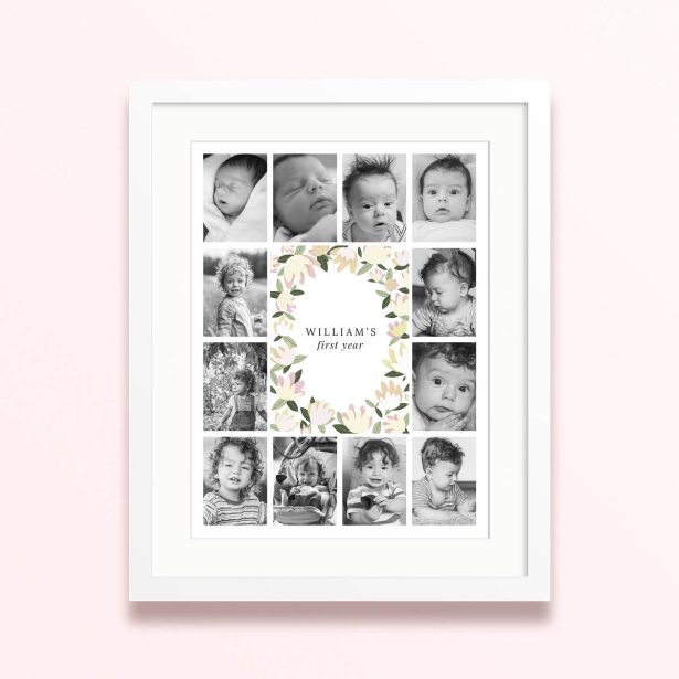 floral frame memories photo print pink green 400x300 portrait white - Floral Frame Memories