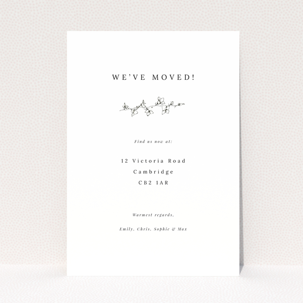 Elegant change of address card with floral design and no photos