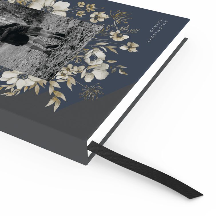 Elegant floral notebook design with one photo, perfect for personalised gifting by Utterly Printable in the UK.