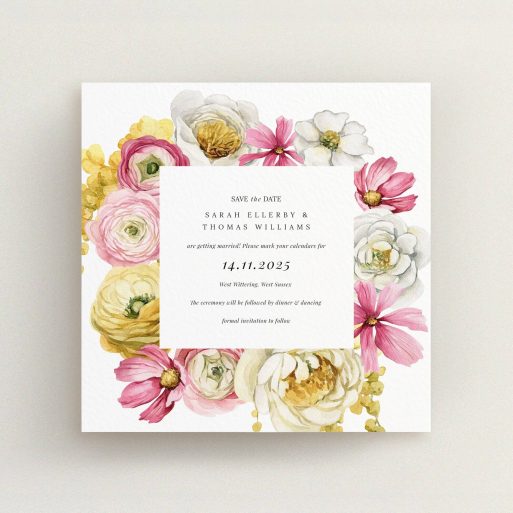 Floral wedding save the date card design with no photos