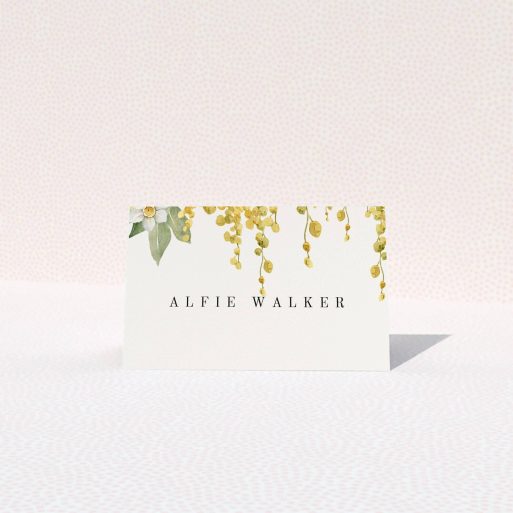 Elegant floral wedding table place card design with one decorative photo.