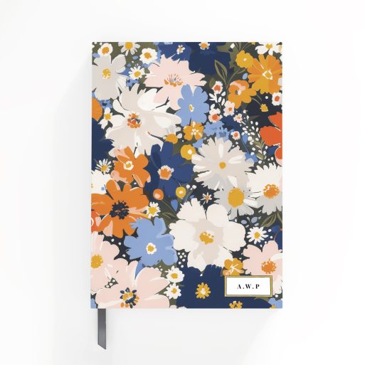 Floral design notebook cover with vibrant colours and no photos, ideal for personalised printed products by Utterly Printable.