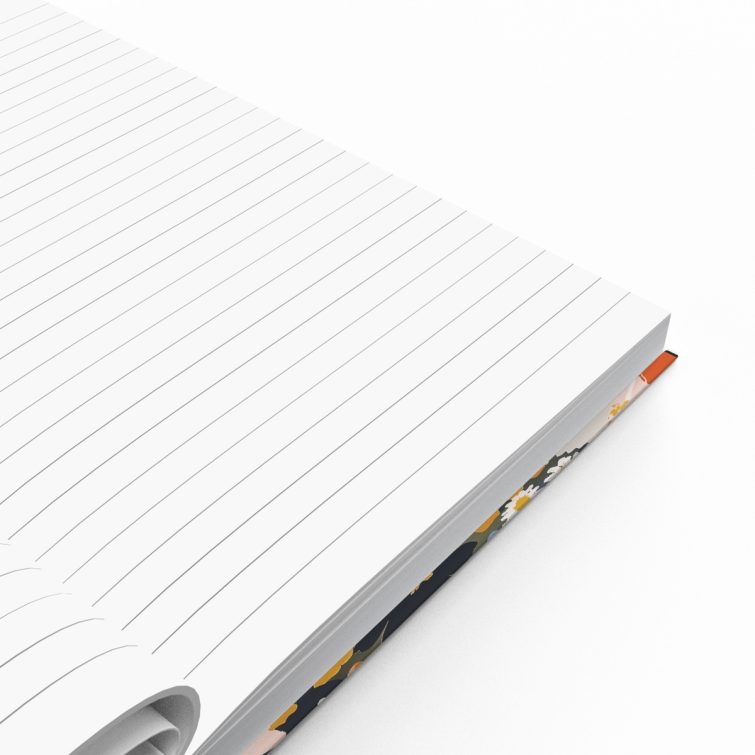 Floral design notebook cover with vibrant colours and no photos, ideal for personalised printed products by Utterly Printable.