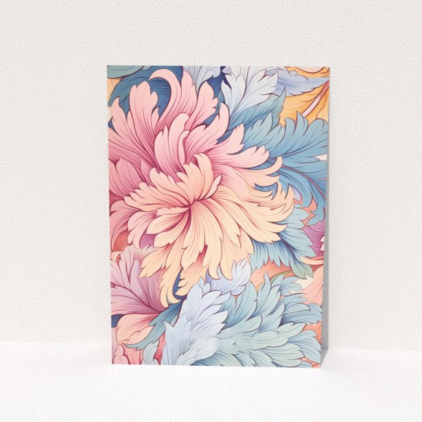 Backside design of Portrait change of address card featuring colourful floral pattern