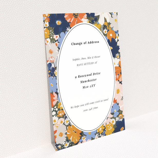 Floral design change of address card reverse side Portrait