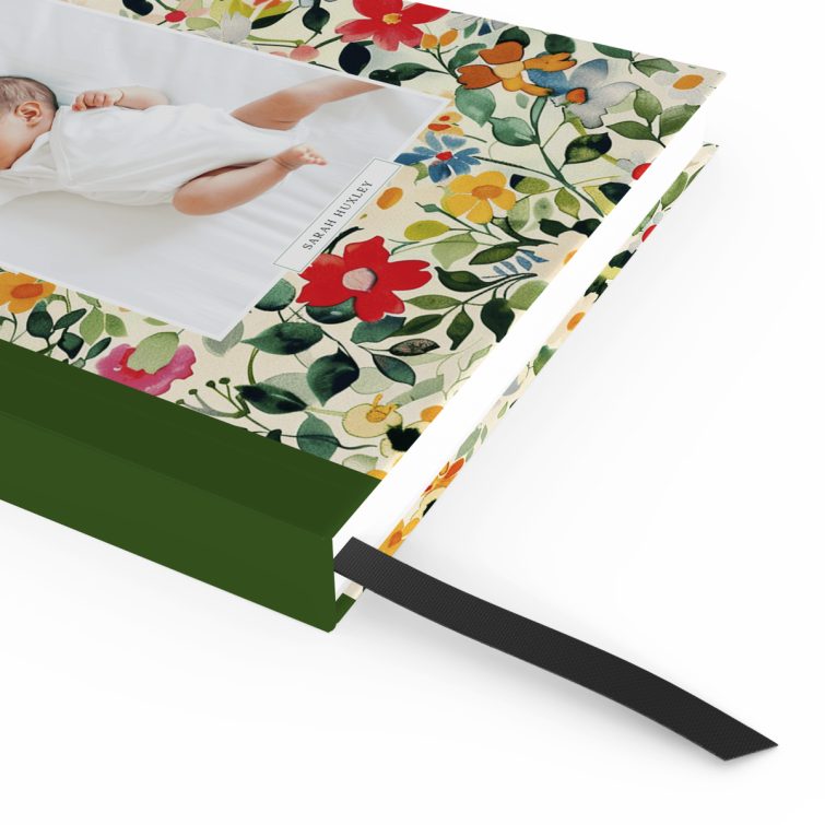 Floral design portrait notebook with one photo on the cover by Utterly Printable.