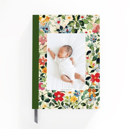 Floral design portrait notebook with one photo on the cover by Utterly Printable.