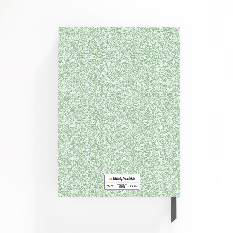 Floral patterned notebook cover design with one photo for personalised printing by Utterly Printable.