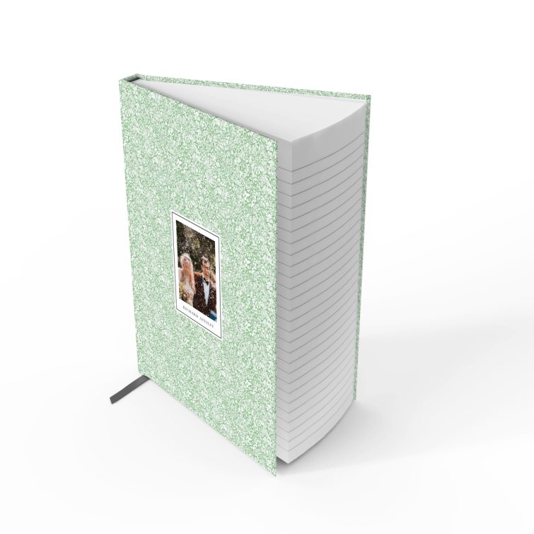 Floral patterned notebook cover design with one photo for personalised printing by Utterly Printable.