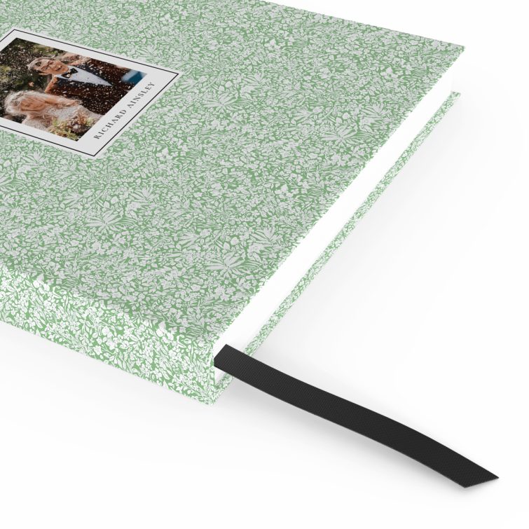 Floral patterned notebook cover design with one photo for personalised printing by Utterly Printable.