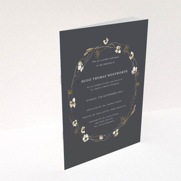 Reverse side of christening order of service program design named Portrait