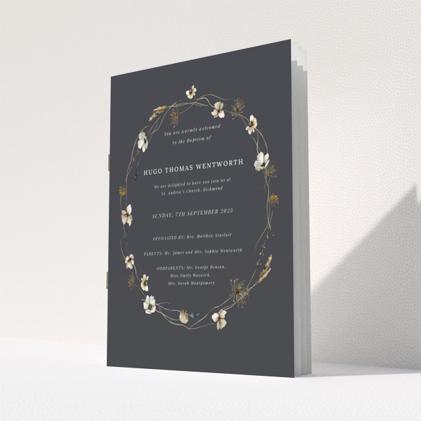 Reverse side of christening order of service program design named Portrait