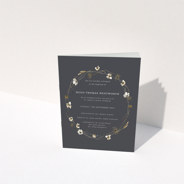 Reverse side of christening order of service program design named Portrait