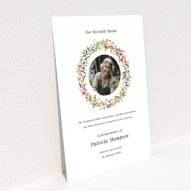 Funeral thank you card reverse design with two photos - Portrait