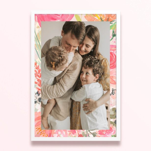 Simple framed prints designs featuring a floral border and one photo.