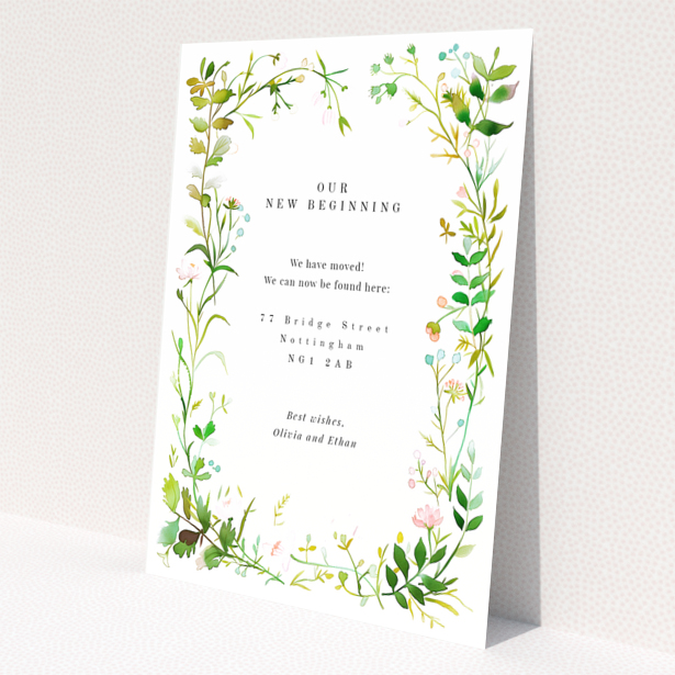 Floral change of address card design with no photos.