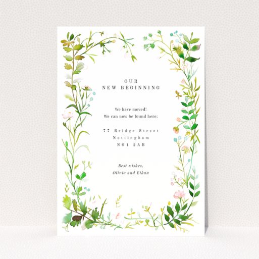 Floral change of address card design with no photos.