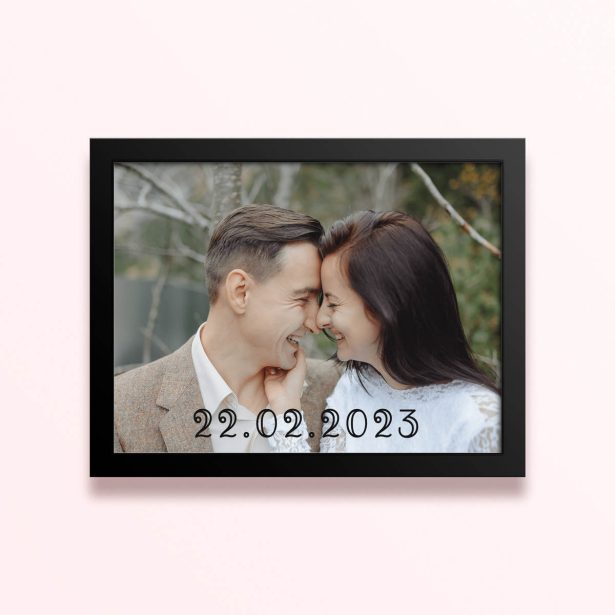 Simple framed prints designs with one photo and a customisable date.