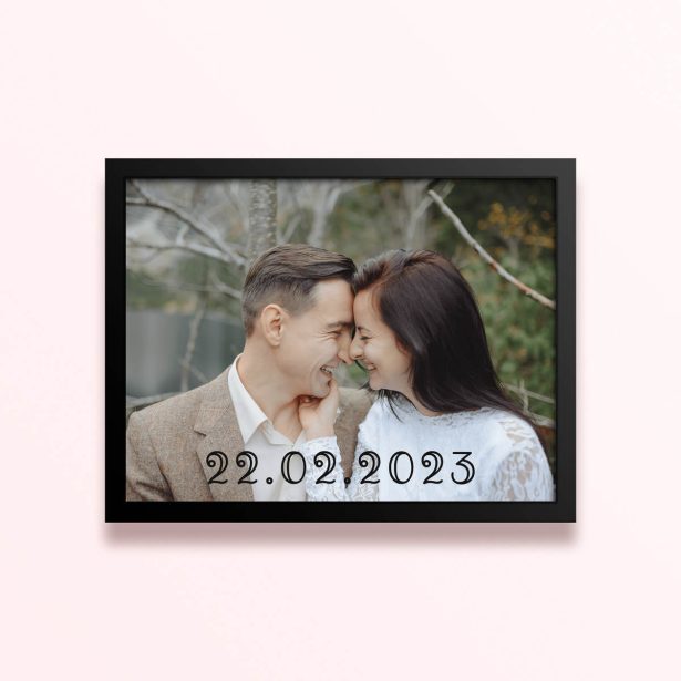 Simple framed prints designs with one photo and a customisable date.