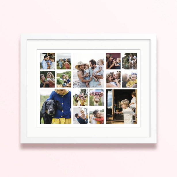 framed and mounted photo print family album montage collage 400x300 landscape white - Family Album Montage