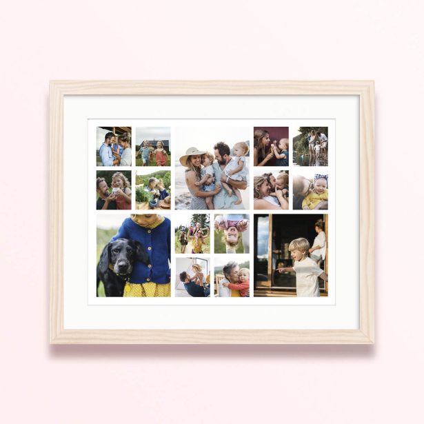 framed and mounted photo print family album montage collage 400x300 landscape wood - Family Album Montage