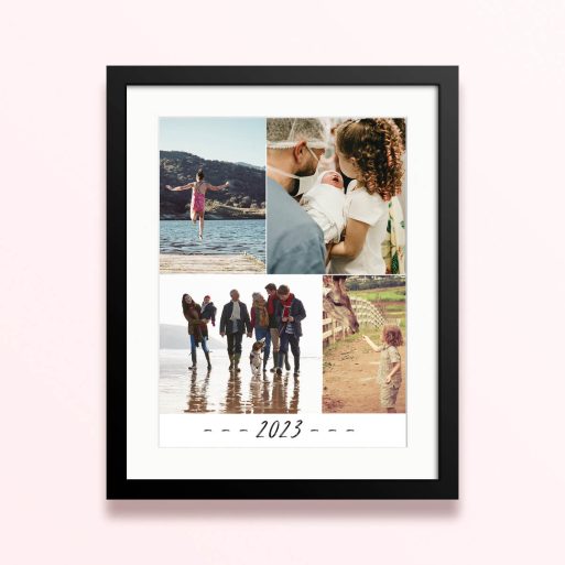 Framed and mounted photo print featuring four photos for 2023