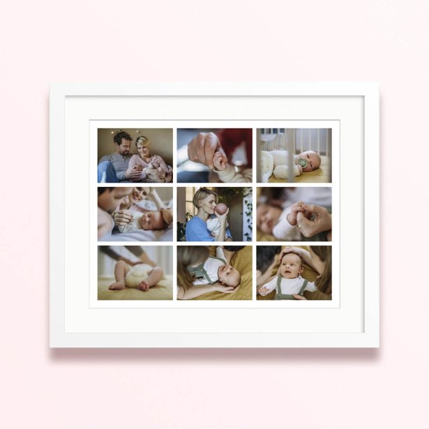 framed and mounted photo print nine moments grid design 400x300 landscape white - Nine Moments Grid