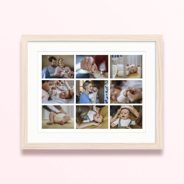 framed and mounted photo print nine moments grid design 400x300 landscape wood - Nine Moments Grid