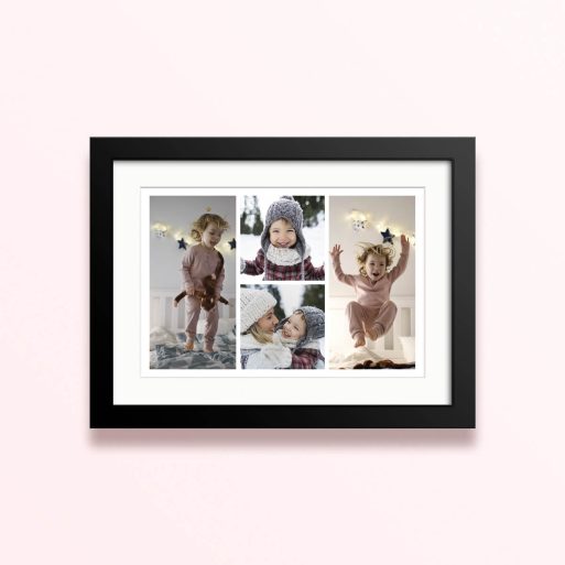 Framed and mounted photo print featuring four delightful photos of children.