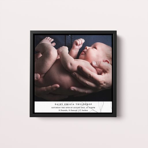 Dated Framed Photo Canvases - Elegant display of two favorite photos in portrait orientation for home or office decor.
