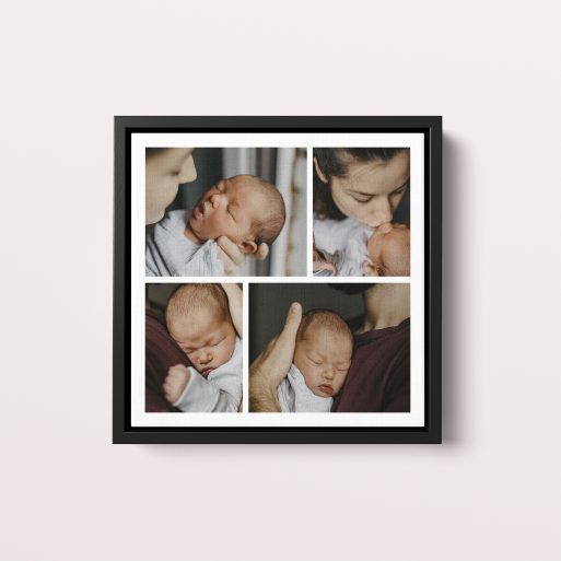 Memory Patchwork Framed Photo Canvas - Create a stunning collage with this portrait-oriented canvas, featuring space for six photos. Perfect for birthdays, anniversaries, or holidays, curate your cherished memories in this stylish Floating Frame Canvas.