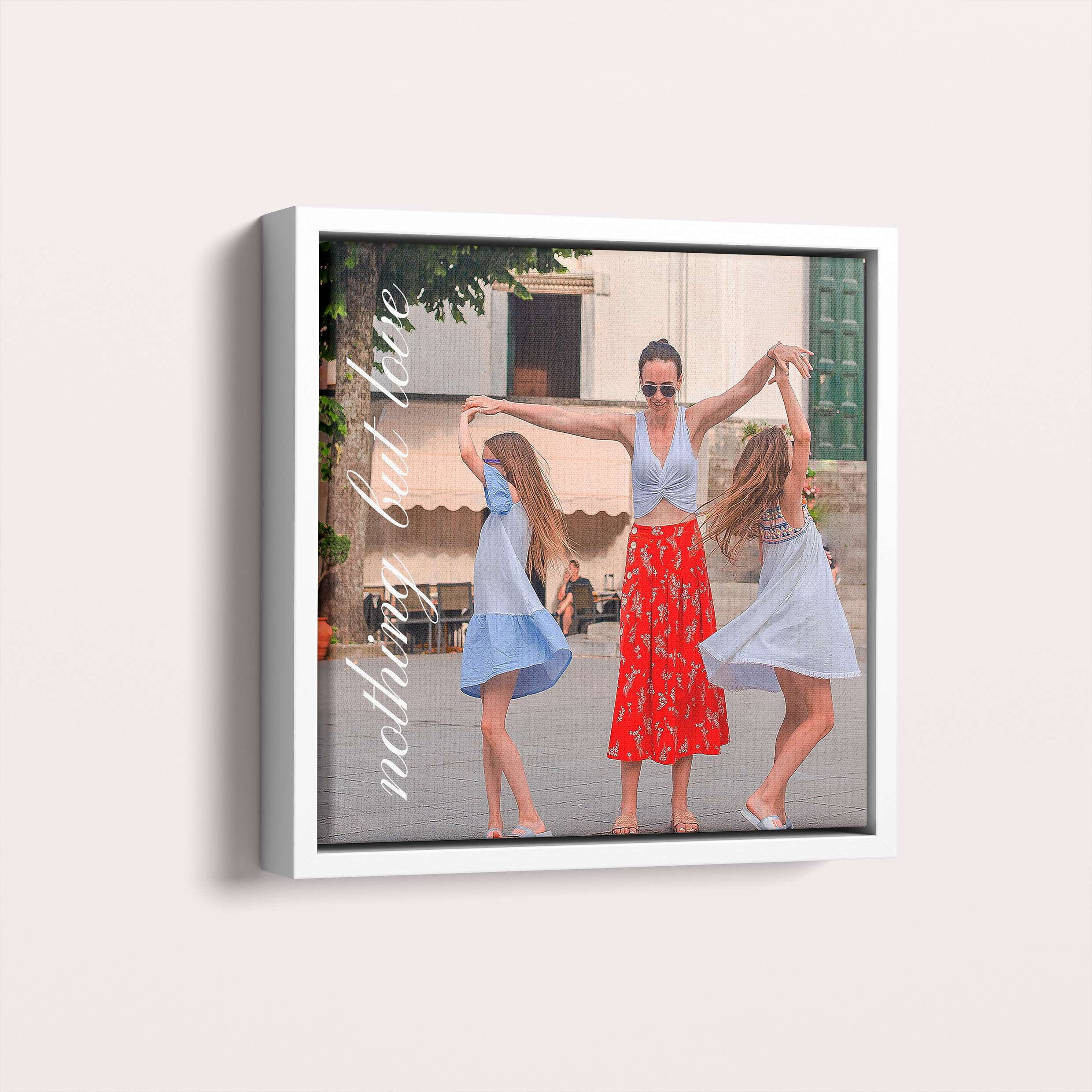  Personalized Nurturing Moments Framed Photo Canvas - Preserve special memories with this portrait-oriented canvas crafted with durable polyester and sustainably sourced wood.
