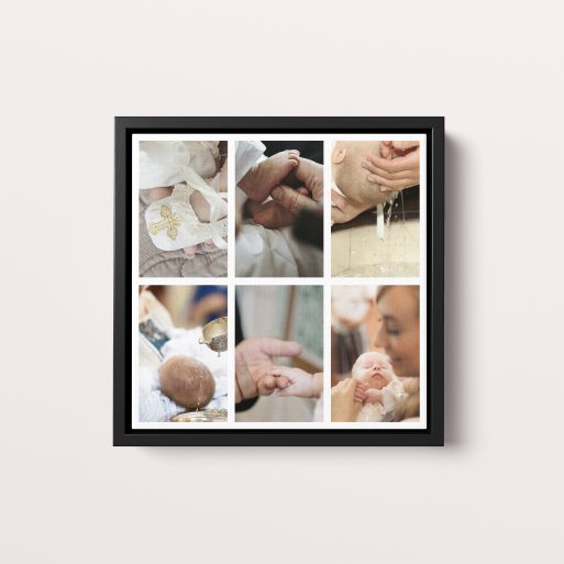 Photographic Symphony Floating Frame Canvas - Customizable Collage of Six Photos in Stylish Wooden Frame
