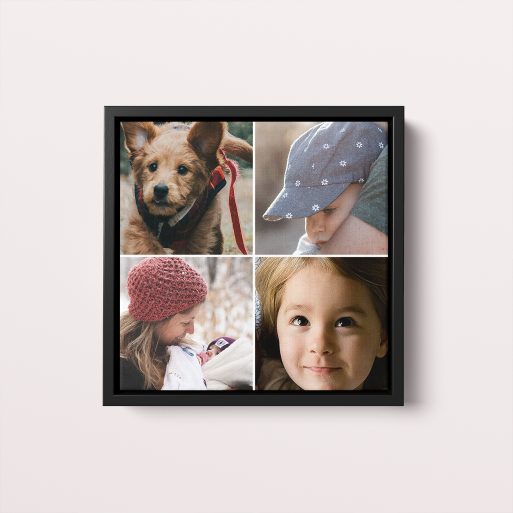  Personalized Quad Framed Photo Canvas - Relive nostalgia with this portrait-oriented canvas designed to showcase four cherished photos.