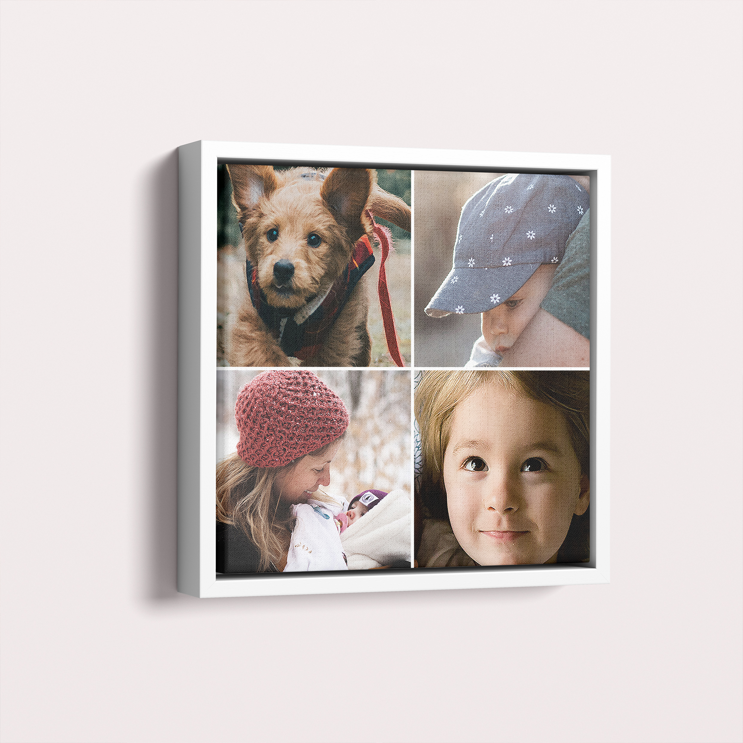  Personalized Quad Framed Photo Canvas - Relive nostalgia with this portrait-oriented canvas designed to showcase four cherished photos.