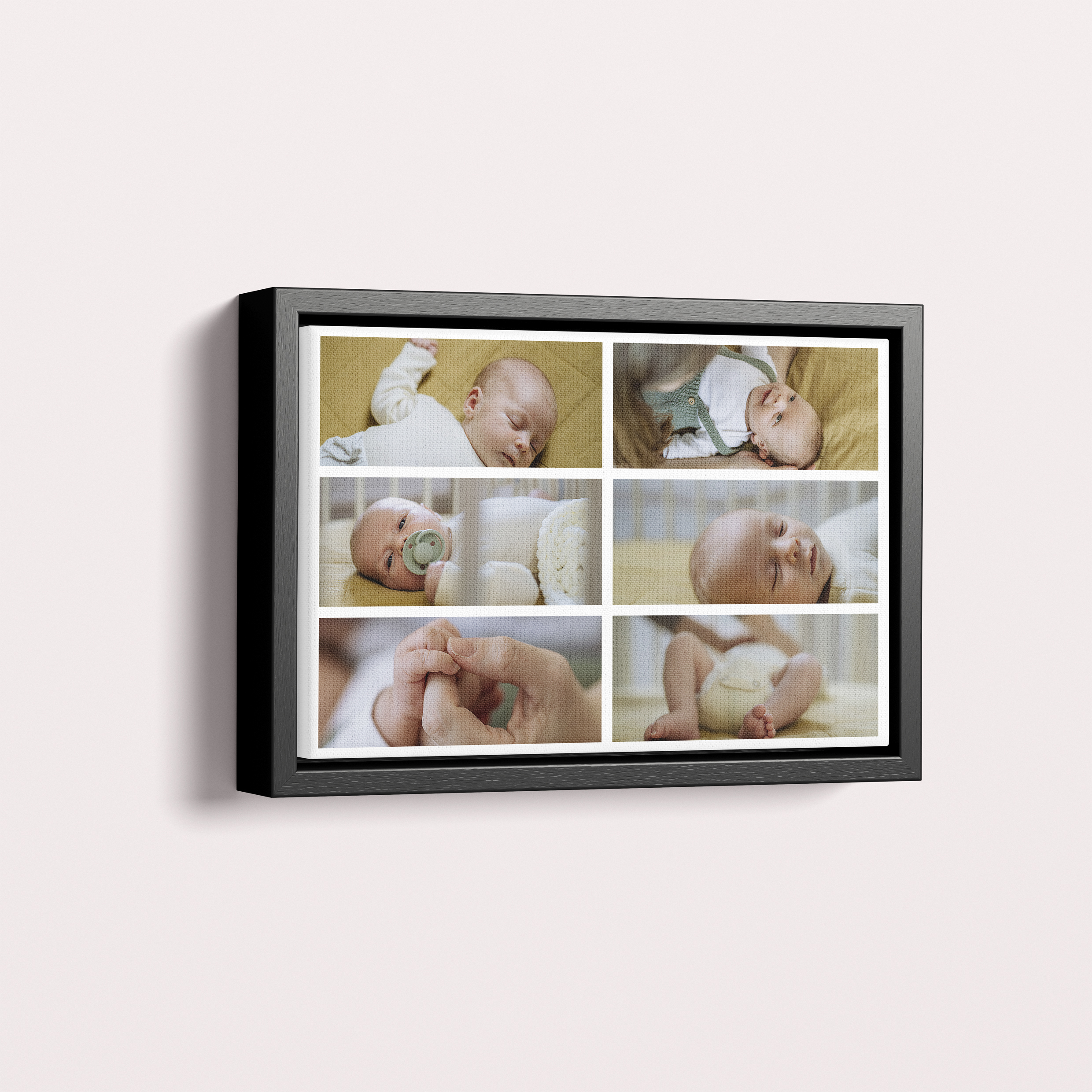 Photo of a framed photo canvase called 'Children’s Mosaic'. It is 30cm x 20cm in size, in a Landscape orientation. It has space for 6 photos.