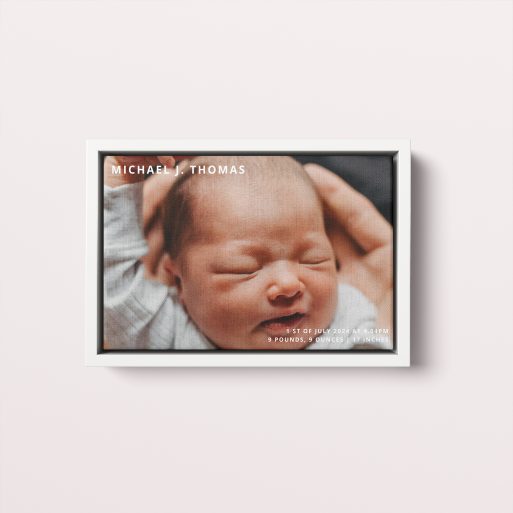 Photo of a framed photo canvase called 'Child’s Portrait'. It is 30cm x 20cm in size, in a Landscape orientation. It has space for 1 photos.