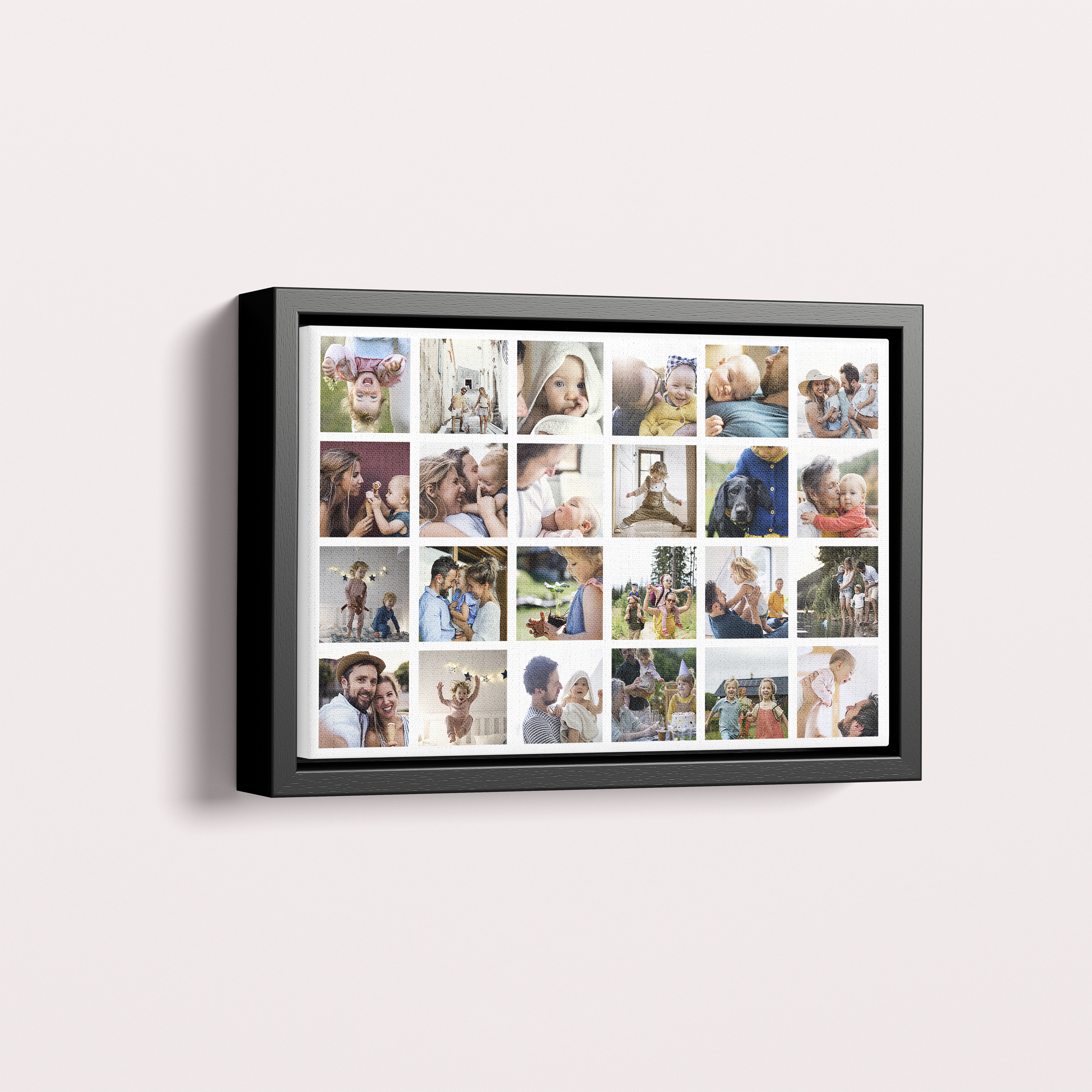 Photo of a framed photo canvase called 'Collage of Memories'. It is 30cm x 20cm in size, in a Landscape orientation. It has space for 24 photos.