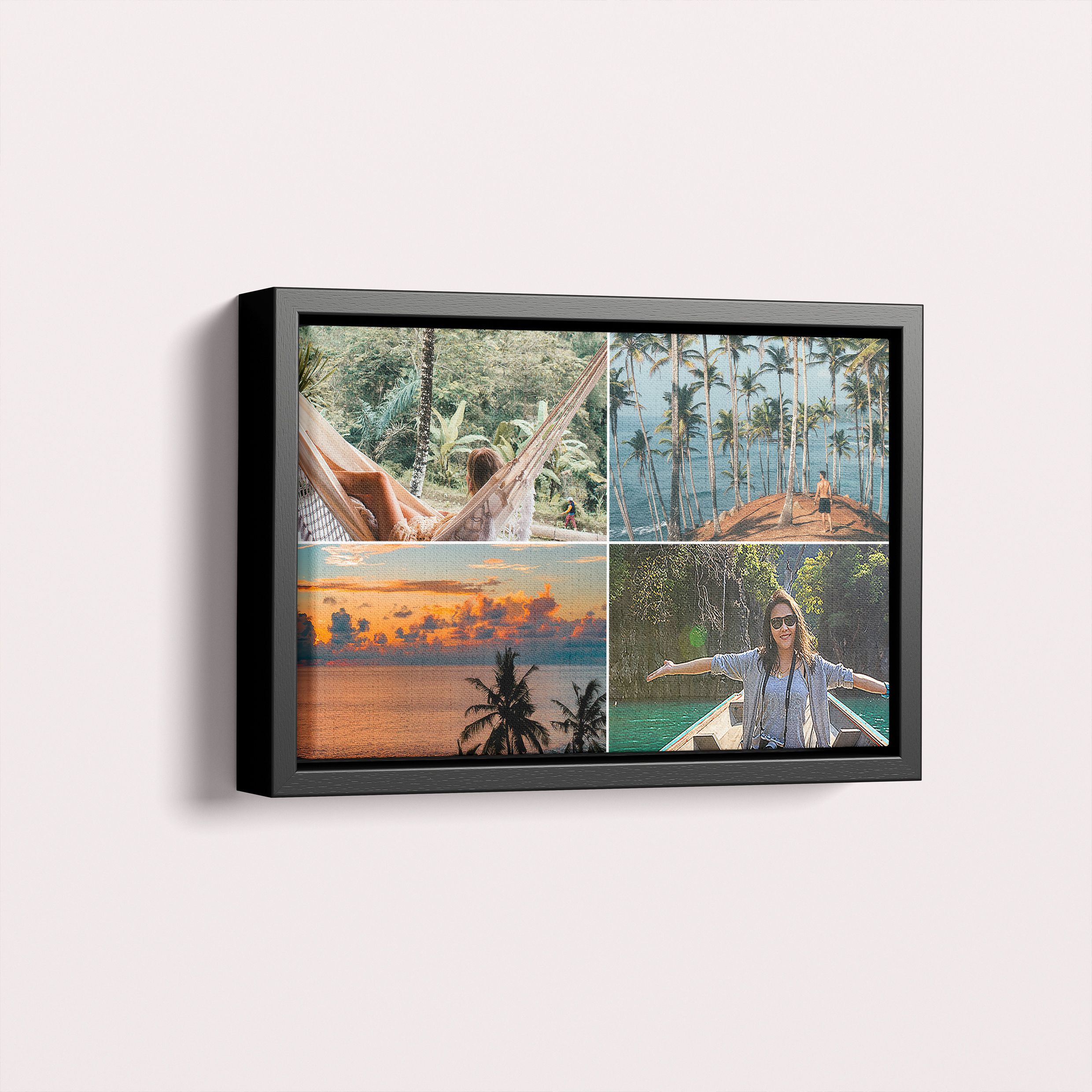 Photo of a framed photo canvase called 'Simple Quartet'. It is 30cm x 20cm in size, in a Landscape orientation. It has space for 4 photos.