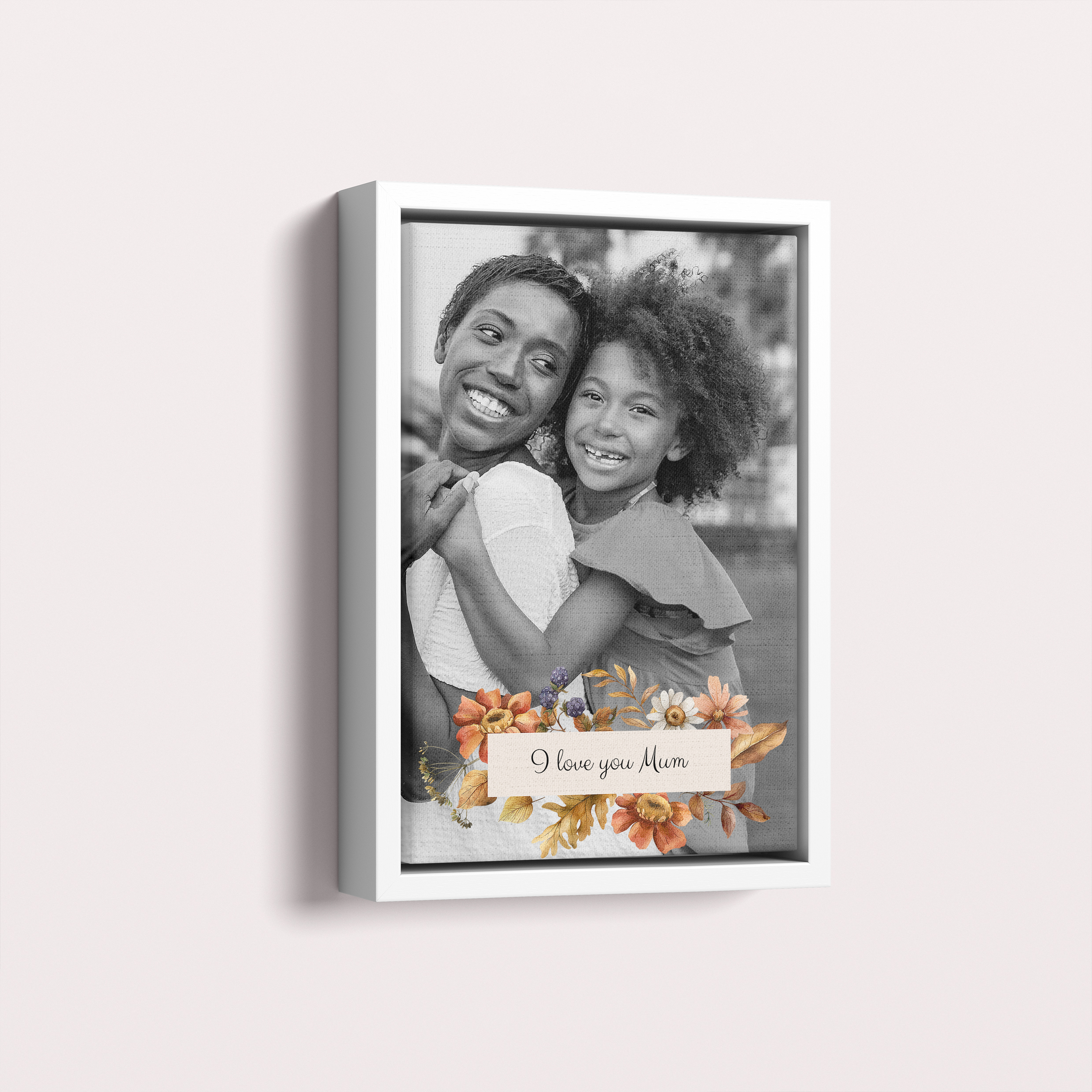Photo of a framed photo canvase called 'Blooming Motherhood'. It is 30cm x 20cm in size, in a Portrait orientation. It has space for 1 photos.