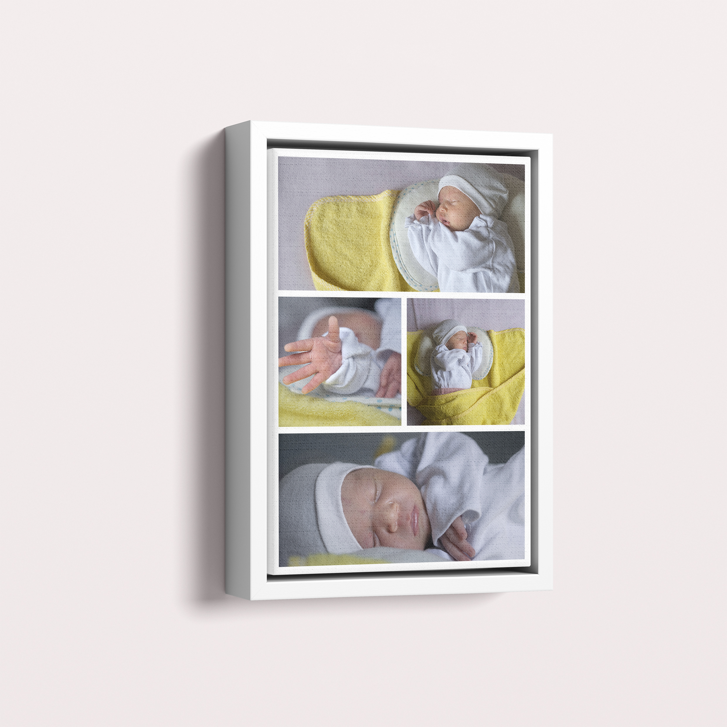 Photo of a framed photo canvase called 'Blossoming Memories'. It is 30cm x 20cm in size, in a Portrait orientation. It has space for 4 photos.