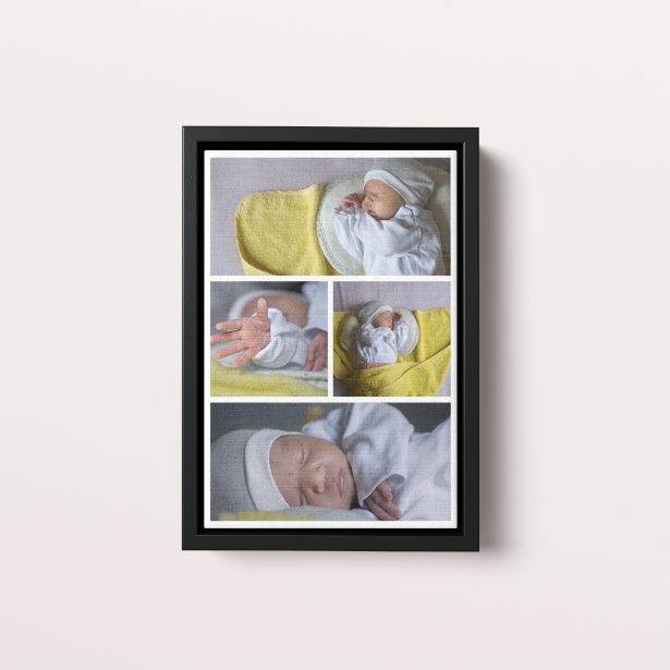 Photo of a framed photo canvase called 'Blossoming Memories'. It is 30cm x 20cm in size, in a Portrait orientation. It has space for 4 photos.
