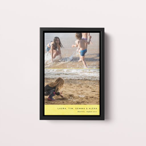Photo of a framed photo canvase called 'Bright Yellow'. It is 30cm x 20cm in size, in a Portrait orientation. It has space for 2 photos.