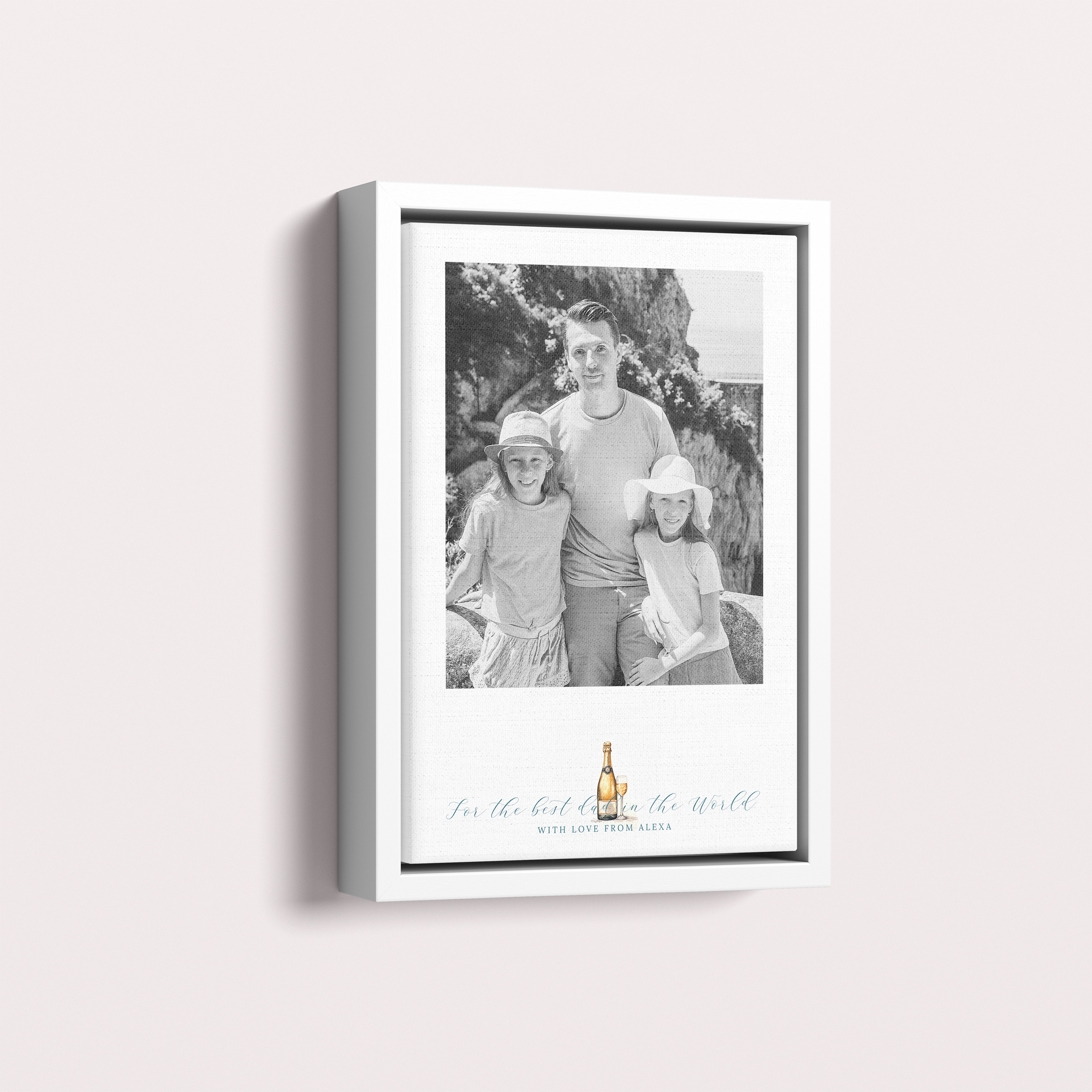 Photo of a framed photo canvase called 'Cheers to Dad'. It is 30cm x 20cm in size, in a Portrait orientation. It has space for 1 photos.