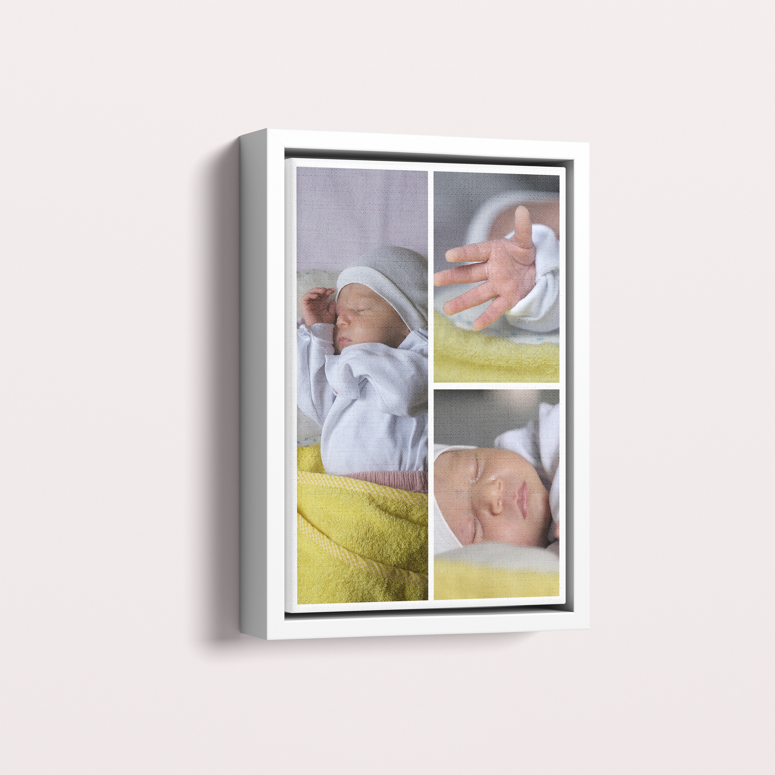 Photo of a framed photo canvase called 'Cherished Child'. It is 30cm x 20cm in size, in a Portrait orientation. It has space for 3 photos.