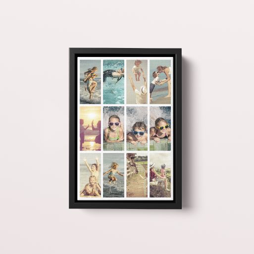 Photo of a framed photo canvase called 'Cinematic Snapshot'. It is 30cm x 20cm in size, in a Portrait orientation. It has space for 12 photos.